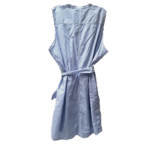 NWT J. Crew Sleeveless Striped Poplin Dress Cotton  Blue White 2x - Picture 3 of 9